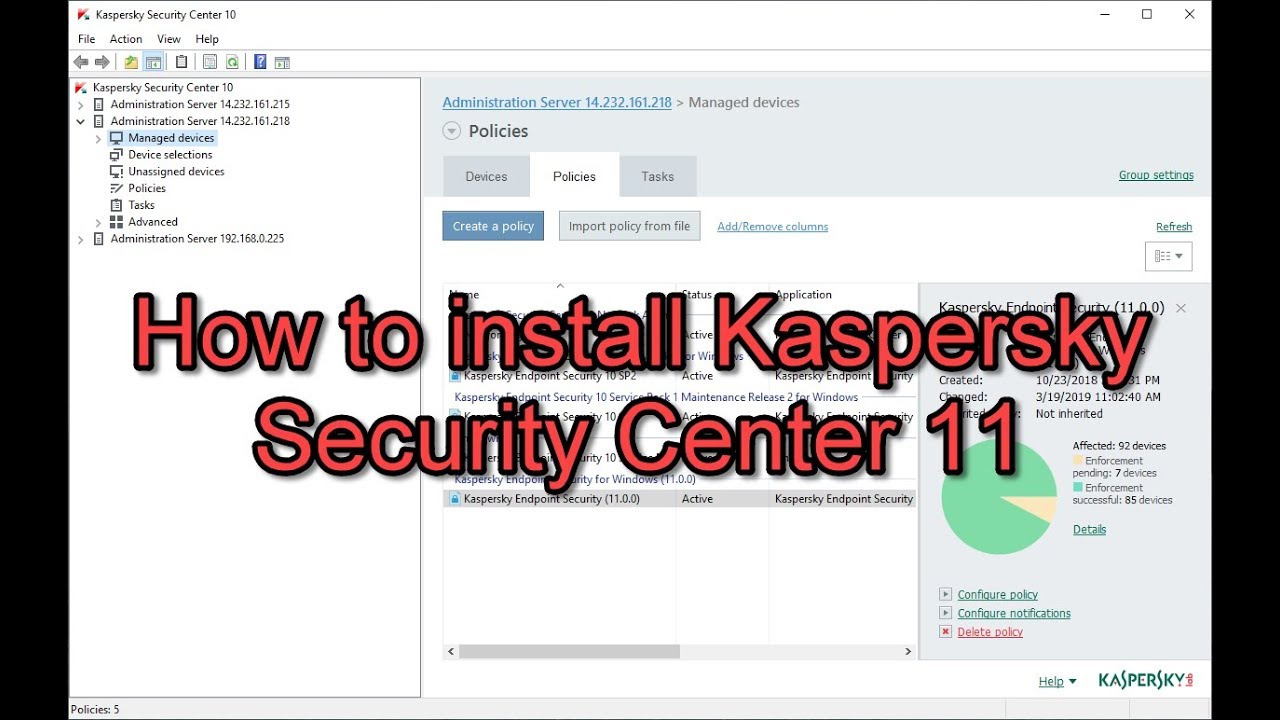 install kaspersky security center slave server